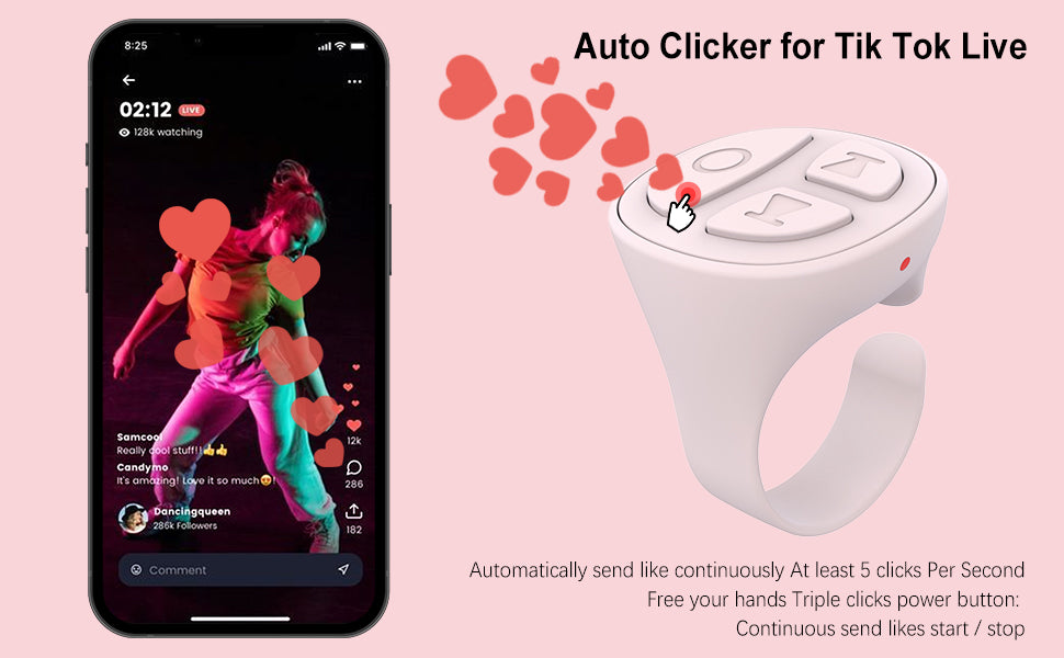 Bluetooth Scrolling Ring – TikTok Remote Controller for Hands-Free Swiping & Selfies"