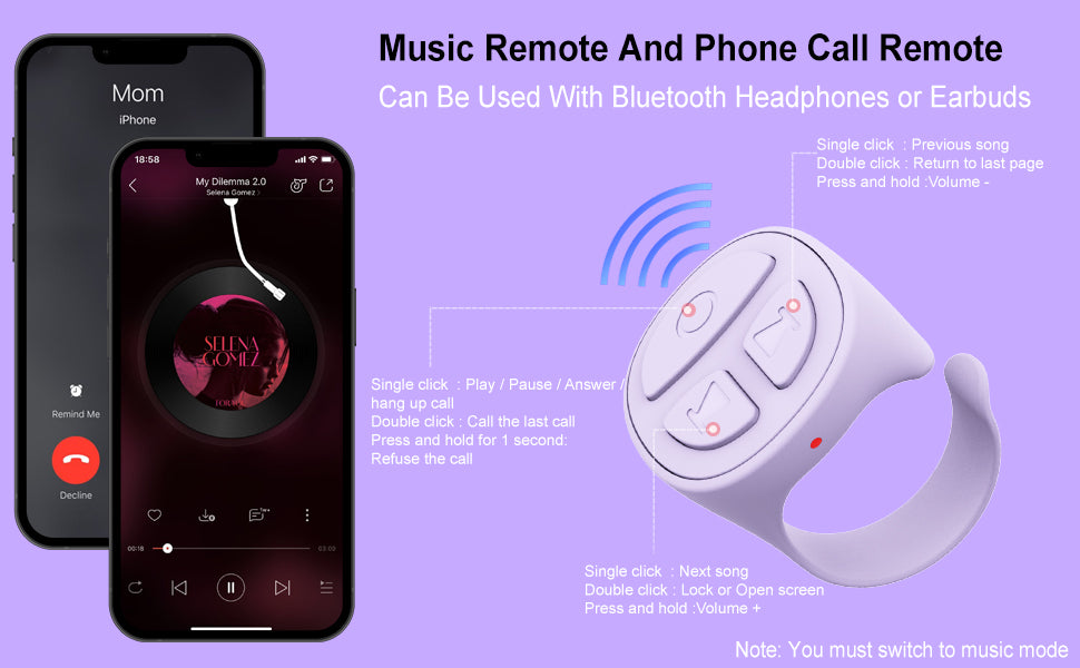 Bluetooth Scrolling Ring – TikTok Remote Controller for Hands-Free Swiping & Selfies"