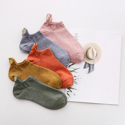 4 Pairs Lot Fashion Socks Women 2022 New Spring Cotton Color Novelty Girls Cute Heart Embroidery Casual Funny Ankle Socks Pack