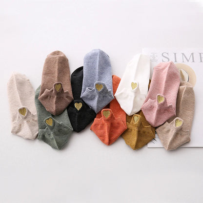 4 Pairs Lot Fashion Socks Women 2022 New Spring Cotton Color Novelty Girls Cute Heart Embroidery Casual Funny Ankle Socks Pack