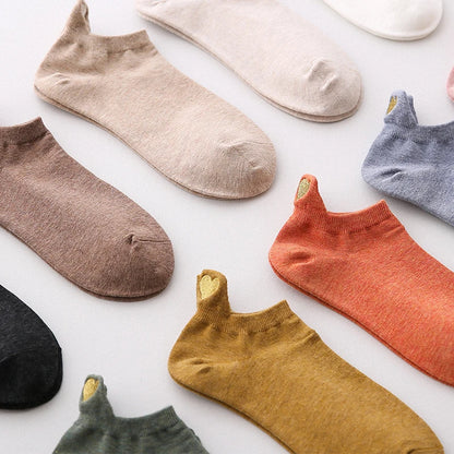 4 Pairs Lot Fashion Socks Women 2022 New Spring Cotton Color Novelty Girls Cute Heart Embroidery Casual Funny Ankle Socks Pack