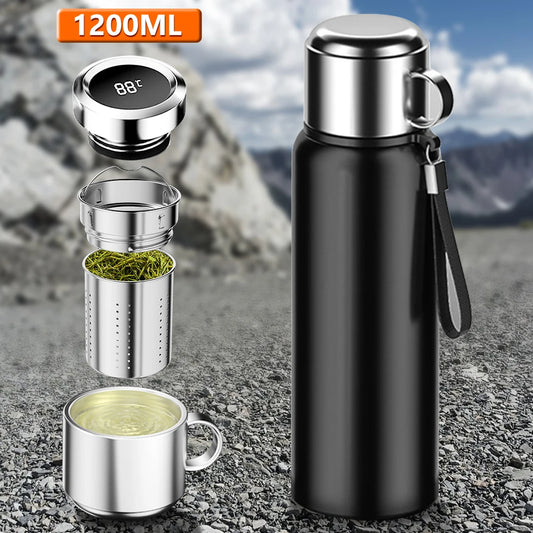 1200ML Smart Thermos – LED Temp Display, Hot & Cold Bottle for Outdoor & Sports