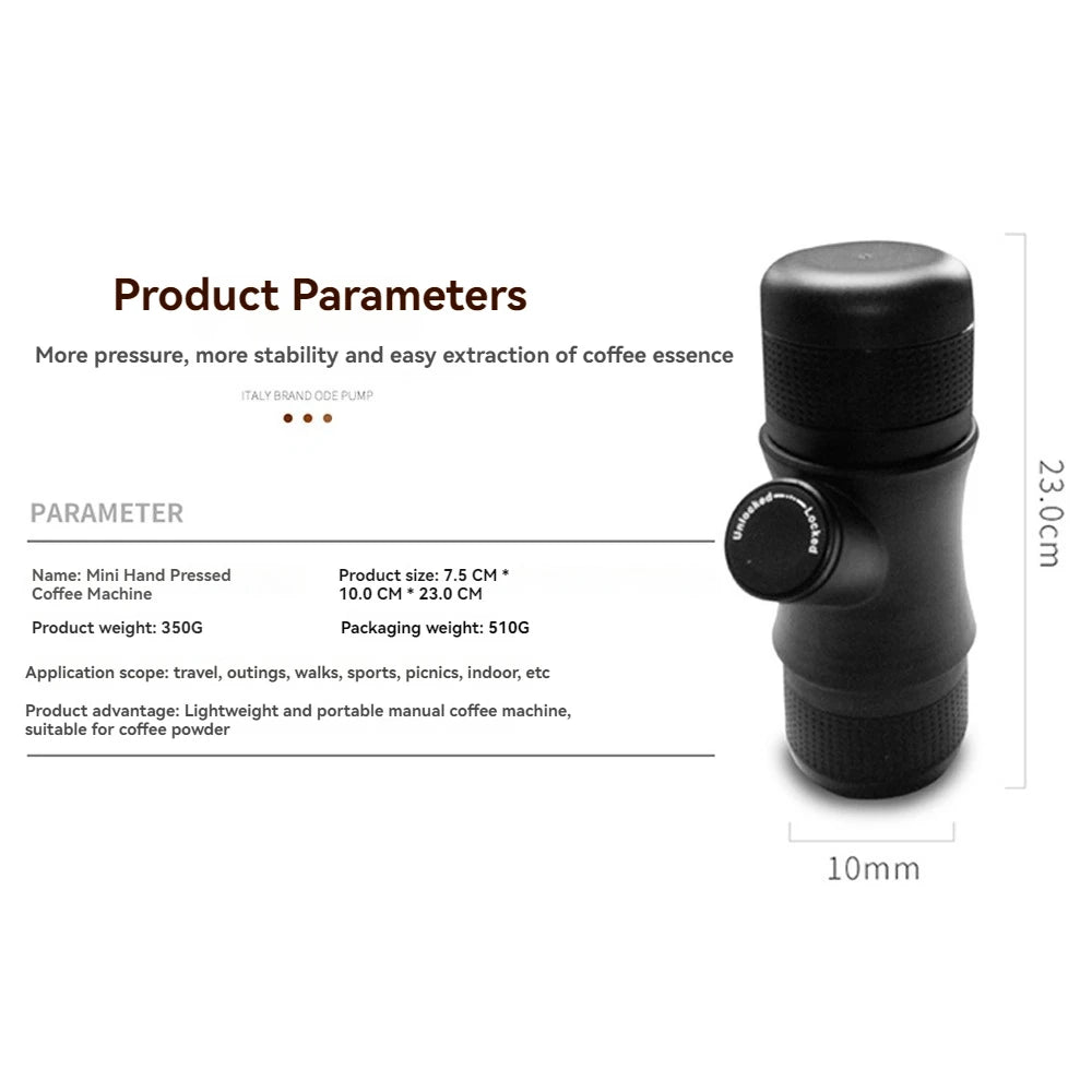Portable Hand-Press Espresso Maker – Travel & Picnic Manual Coffee Brewer