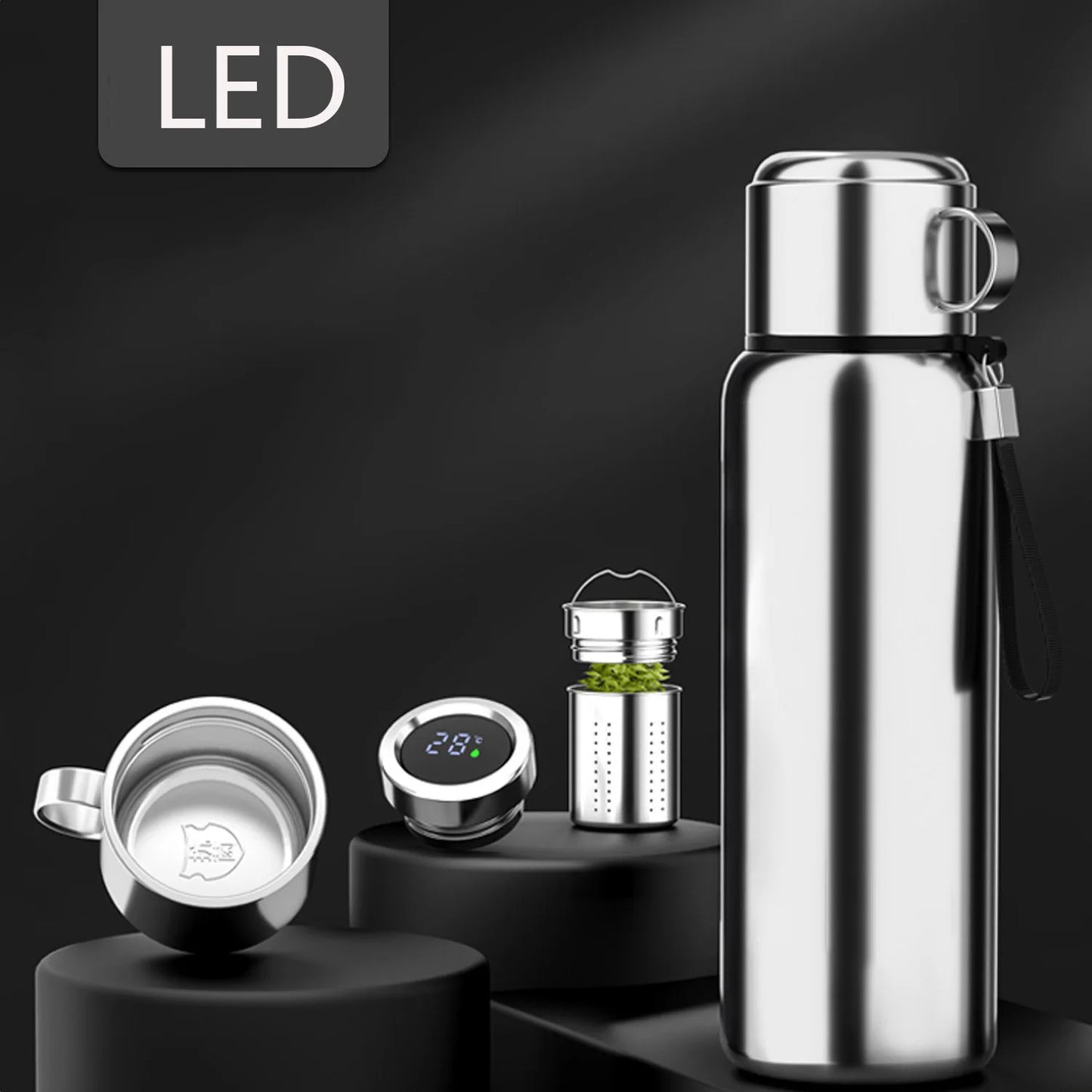 1200ML Smart Thermos – LED Temp Display, Hot & Cold Bottle for Outdoor & Sports