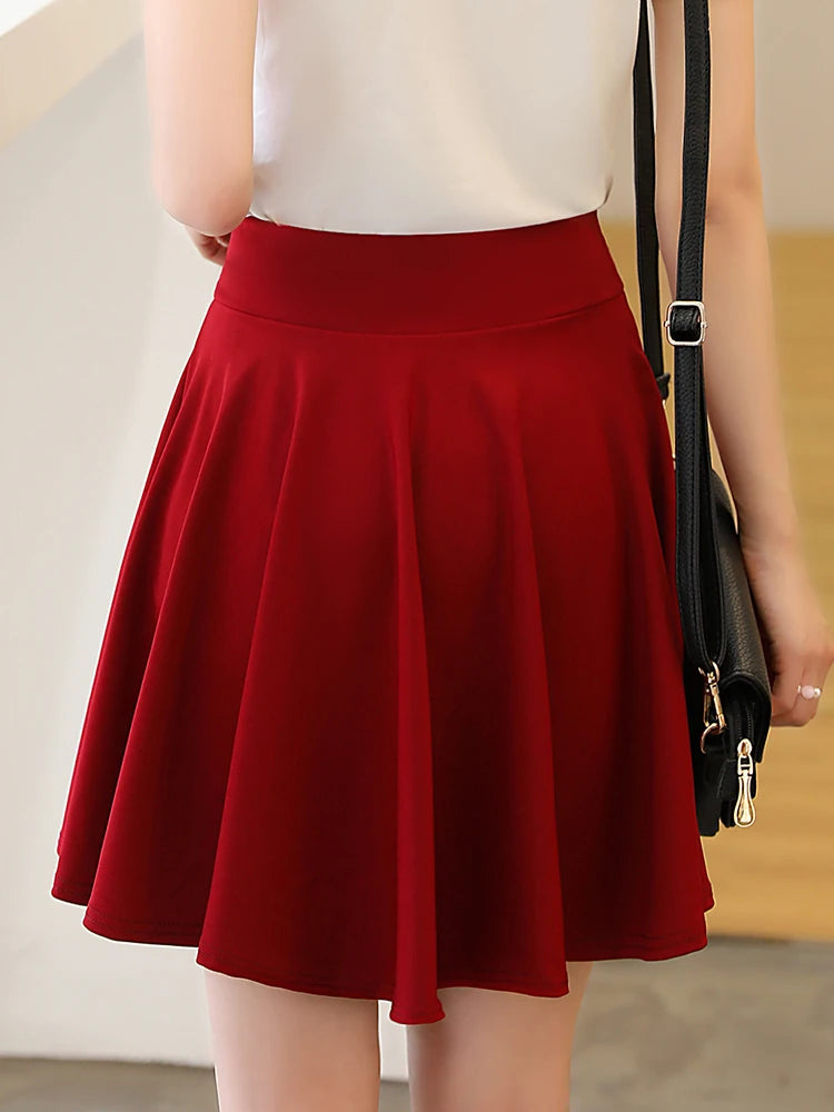 2023 Summer Fashion  Shorts Skirts Womens  School Korean Style Red Black Mini Aesthetic Pleated High Waist Skirt Female