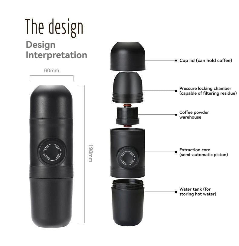 Portable Hand-Press Espresso Maker – Travel & Picnic Manual Coffee Brewer