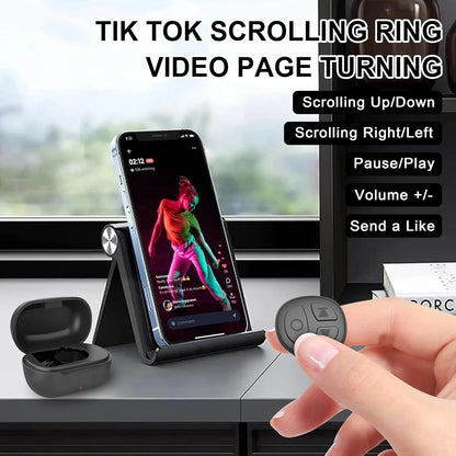 Bluetooth Scrolling Ring – TikTok Remote Controller for Hands-Free Swiping & Selfies"