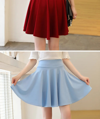 2023 Summer Fashion  Shorts Skirts Womens  School Korean Style Red Black Mini Aesthetic Pleated High Waist Skirt Female
