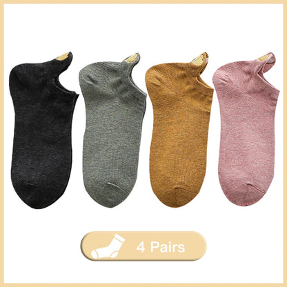 4 Pairs Lot Fashion Socks Women 2022 New Spring Cotton Color Novelty Girls Cute Heart Embroidery Casual Funny Ankle Socks Pack