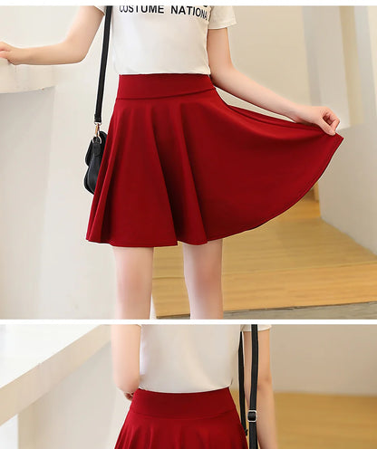 2023 Summer Fashion  Shorts Skirts Womens  School Korean Style Red Black Mini Aesthetic Pleated High Waist Skirt Female