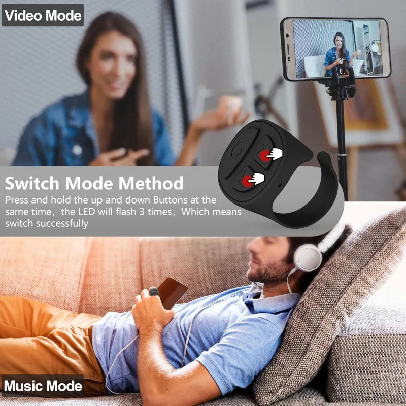 Bluetooth Scrolling Ring – TikTok Remote Controller for Hands-Free Swiping & Selfies"